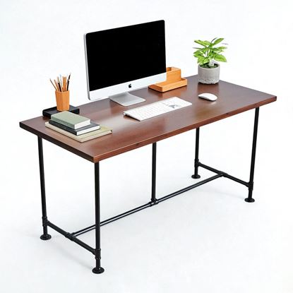 Bàn làm việc chân ống nước 150x68cm gỗ otim phủ venner sồi PPF019