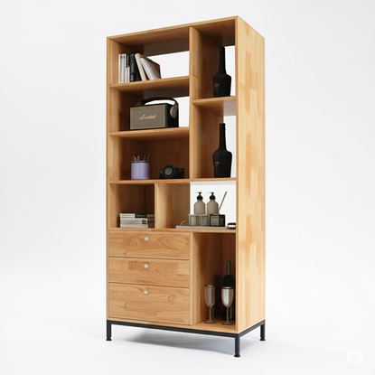 Kệ sách RINEL 80x35x170cm gỗ cao su KS68324