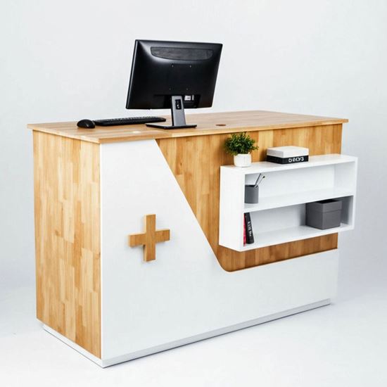 Quầy thu ngân 144x64x95cm gỗ cao su BLT68026