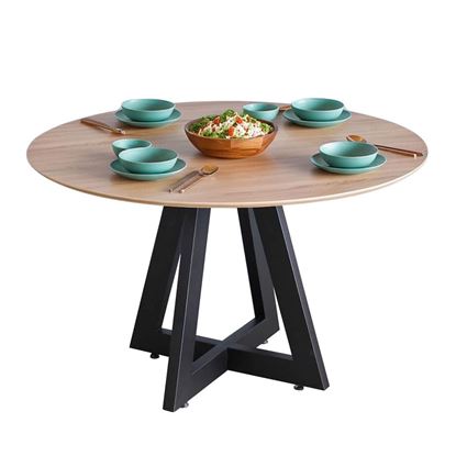 Bàn ăn tròn 120x120cm gỗ plywood chân sắt BA68231