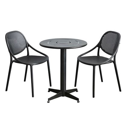 Combo bàn cafe sắt và 2 ghế RENO nhựa đúc CBCF326