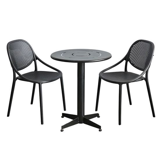 Combo bàn cafe sắt và 2 ghế RENO nhựa đúc CBCF326