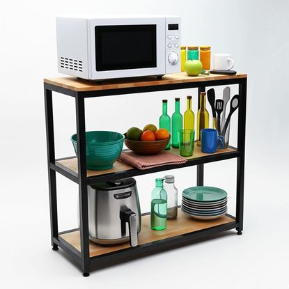 Kệ bếp NARO 3 tầng 100x40x88cm gỗ cao su KB68066