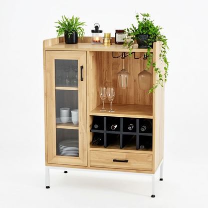 Tủ rượu LIVO 80x40x105cm gỗ cao su KR68005