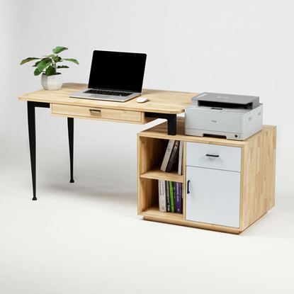 Bàn làm việc ZETA 160x60cm gỗ cao su chân CONE BD68152