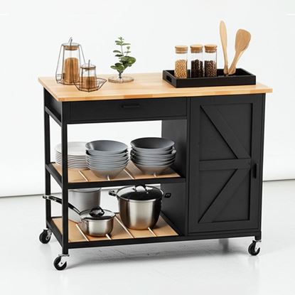 Kệ bếp di động REXO 105x45x95cm gỗ cao su KB68068