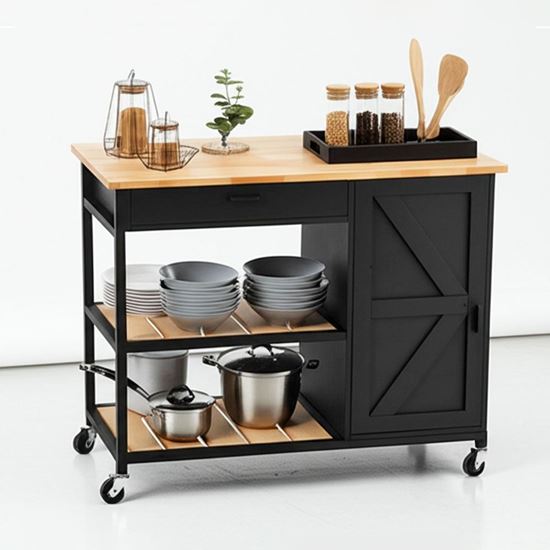 Kệ bếp di động REXO 105x45x95cm gỗ cao su KB68068