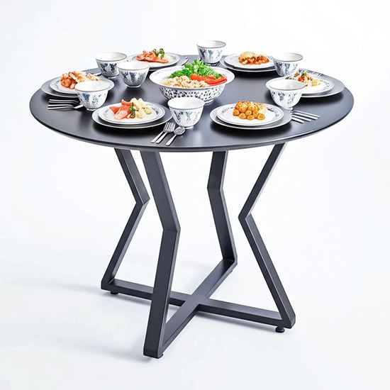 Bàn ăn tròn VERA 100cm gỗ cao su chân sắt BA68235