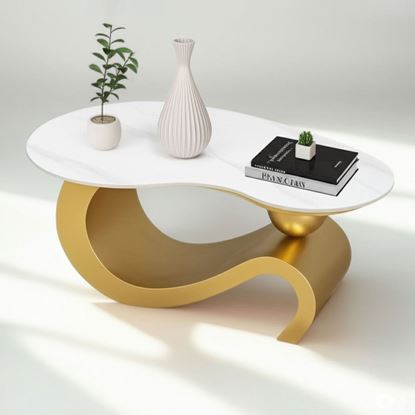 Bàn sofa hạt đậu FLUX mặt đá chân sắt TT68318