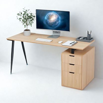 Bàn làm việc gác tủ 160x60cm gỗ cao su hệ CONE HBCO072