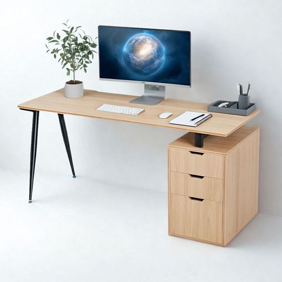 Bàn làm việc gác tủ 160x60cm gỗ cao su hệ CONE HBCO072