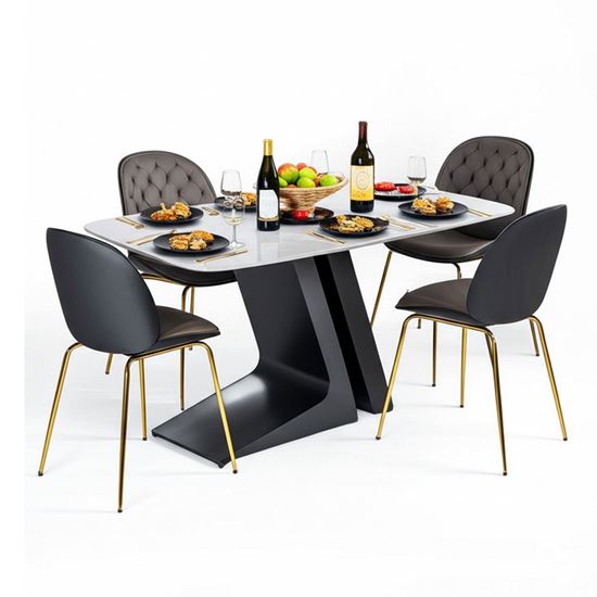 Combo bàn ăn mặt đá và 4 ghế Beetle BBA187