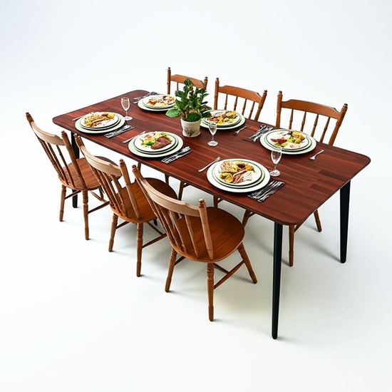 Combo bàn ăn chữ nhật và 6 ghế Windsor BBA190