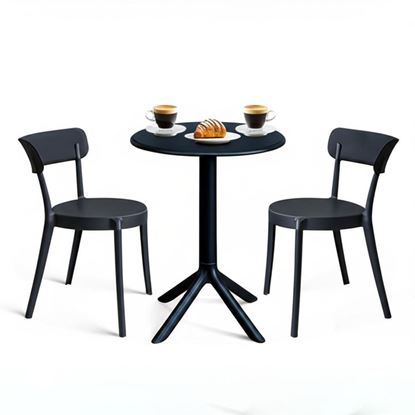 Combo bàn cafe tròn và 2 ghế nhựa CBCF334