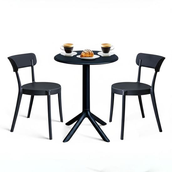Combo bàn cafe tròn và 2 ghế nhựa CBCF334