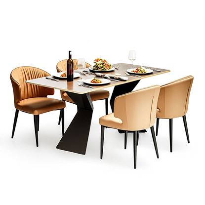 Combo bàn ăn và 4 ghế ăn bọc da BA197