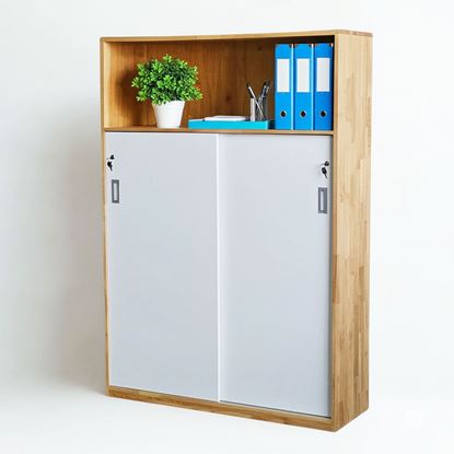 Tủ hồ sơ cửa trượt 120x40x172cm gỗ cao su THS68083