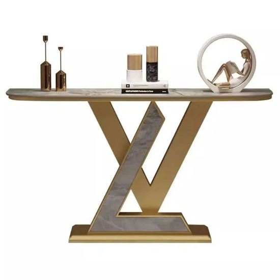 Picture of Bàn console 120x30x85cm mặt đá ceramic chân sắt CST103