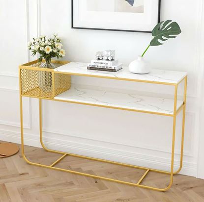 Bàn console 120x30x85cm mặt đá ceramic chân sắt CST105