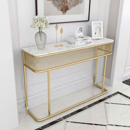 Bàn console 120x30x85cm mặt đá ceramic chân sắt CST104