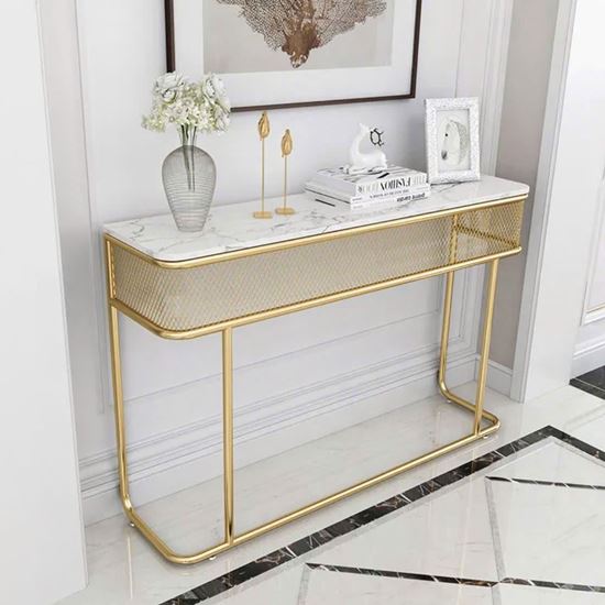 Bàn console 120x30x85cm mặt đá ceramic chân sắt CST104