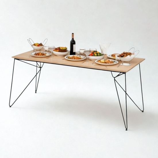 Bàn ăn chữ nhật 180x80cm gỗ plywood chân Hairpin BA68242