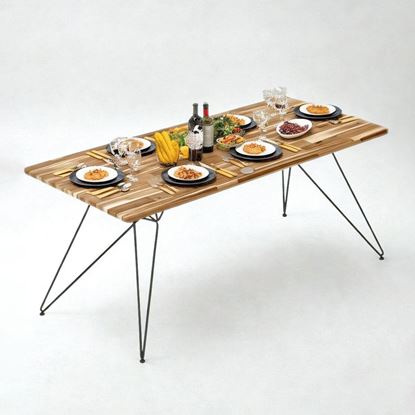 Bàn ăn chữ nhật 180x80cm gỗ tràm chân Hairpin BA68243