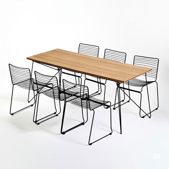 Combo bàn ăn ngoài trời 180x80cm và 6 ghế sắt CBNT010