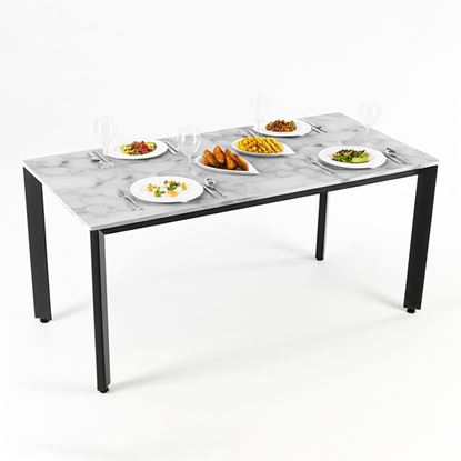 Bàn ăn chữ nhật 160x80cm mặt đá chân sắt tam giác BA68244