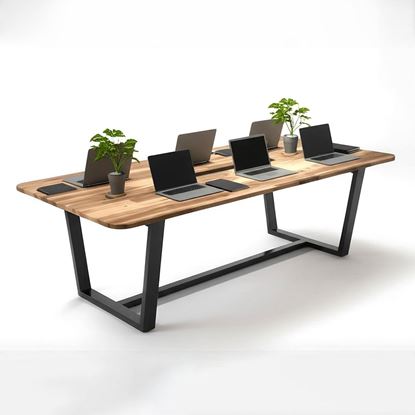 Bàn họp 240x120cm gỗ tràm chân sắt BH68016