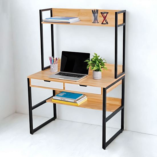 Bàn liền kệ có ngăn kéo 100x60x150cm gỗ cao su FD68074