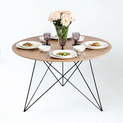 Bàn ăn tròn 120cm gỗ plywood chân sắt BA68248