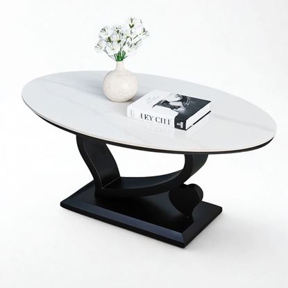 Bàn sofa elip 100x60cm mặt đá ceramic TT68321