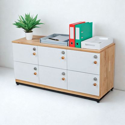 Tủ locker 6 ngăn khóa số 120x45x60cm gỗ cao su THSL009