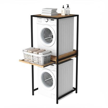 Kệ máy giặt máy sấy 80x77x200cm có khay trượt để đồ giặt KMG68016