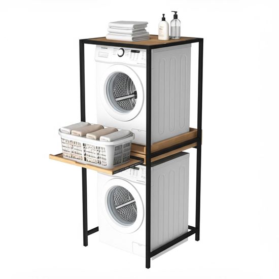 Kệ máy giặt máy sấy 80x77x200cm có khay trượt để đồ giặt KMG68016