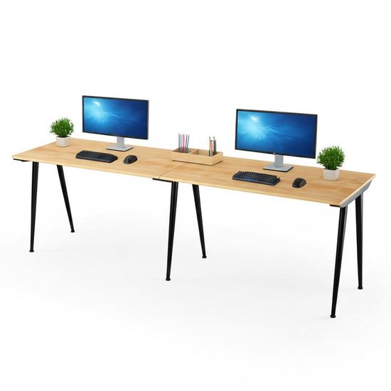 Bàn cụm 2 người 240x60cm gỗ cao su chân sắt hệ CONE HBCO060