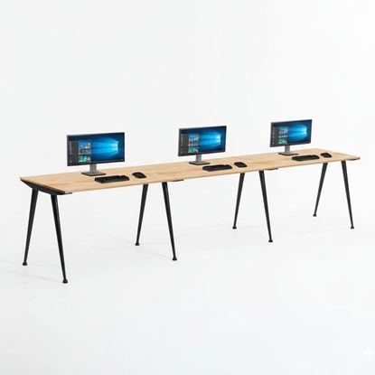 Bàn cụm 3 chỗ 360x60cm gỗ cao su chân sắt hệ CONE HBCO061