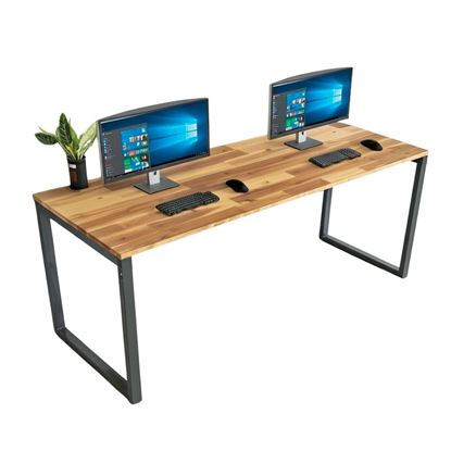 Bàn làm việc 200x70cm gỗ tràm chân sắt lắp ráp hệ Rectang HBRT091