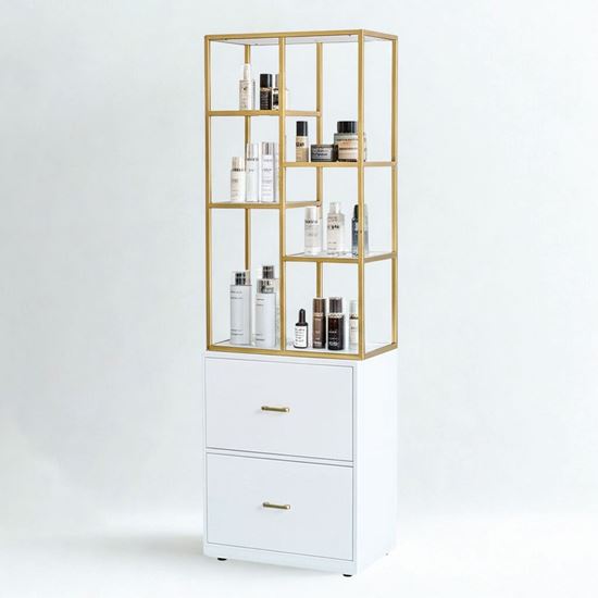 Kệ tủ trưng bày Beauty 65x40x180cm gỗ cao su KTB68182