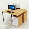 Picture of Bàn cụm 2 chỗ có tủ 120x120cm gỗ cao su chân sắt hệ Slean HBSL039
