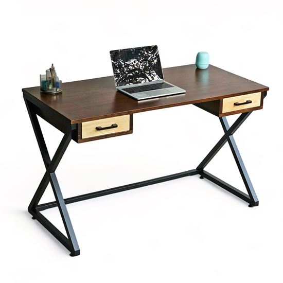 Bàn làm việc có ngăn kéo 120x60cm gỗ cao su chân chữ X BD68115