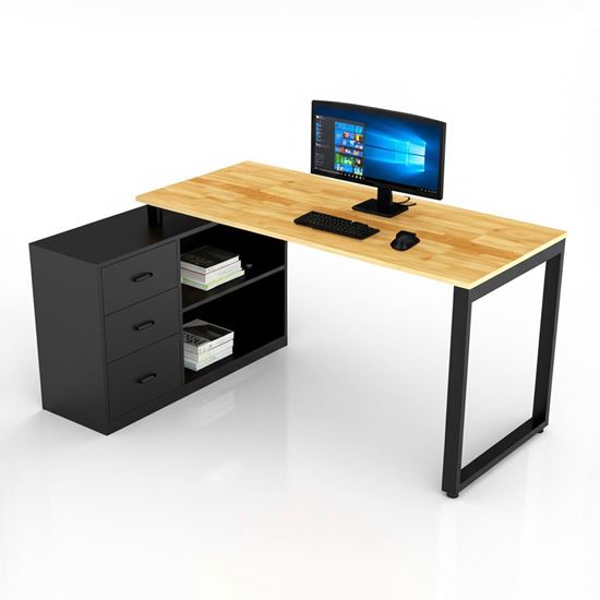 Bàn góc L chân gác tủ  140x100cm gỗ cao su CD68028