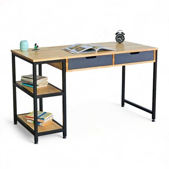 Bàn làm việc chân kệ có ngăn kéo 130x60cm gỗ cao su BD68117