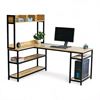 Bàn góc L liền kệ sách và kệ CPU 160x120x150cm gỗ cao su CD68030