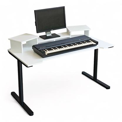 Bàn phòng thu StudioDesk 140x80cm gỗ tự nhiên chân sắt tròn SD68017