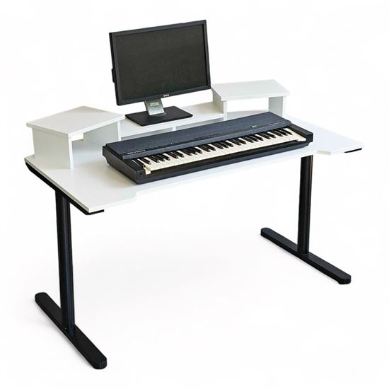 Bàn phòng thu StudioDesk 140x80cm gỗ tự nhiên chân sắt tròn SD68017