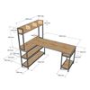 Bàn góc L liền kệ 160x120x150cm gỗ cao su khung sắt CD68030