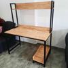 Bàn máy tính liền kệ sách 120x60x150cm gỗ cao su khung sắt FD68063