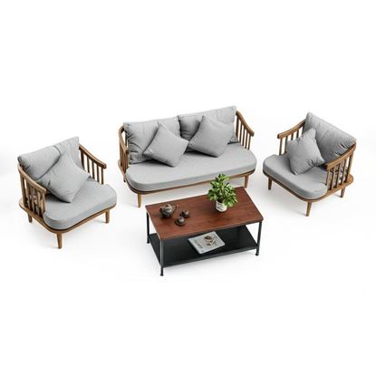 Combo bộ bàn ghế Sofa Fly bọc nệm vải bố CBSF68051